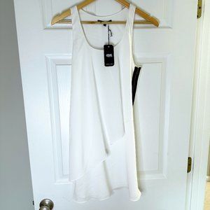 NWT White Flowy Asymmetrical Mini Dress